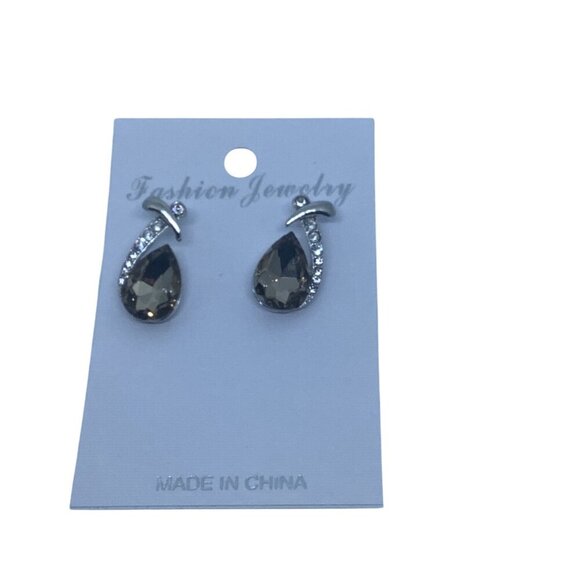 Smoky Topaz Colored Swarovski Crystal Element Women's Drop Earrings Rhinestone - Picture 6 of 7